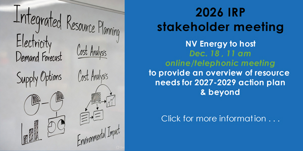 NV Energy 2026 IRP Stakeholder Meeting Scheduled